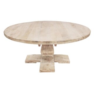 70" Light Brown Rounded Solid Wood Dining Table - Bed Bath & Beyond ...
